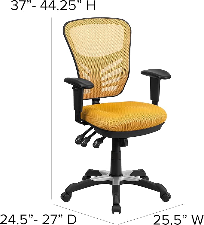Flash Furniture Nicholas Mid-Back Yellow-Orange Mesh Multifunction Executive - Image 3