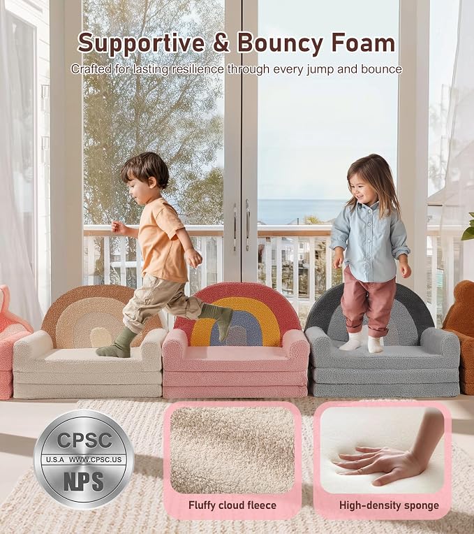 little dove Extra Wide Soft Toddler Couch Fold Out, Comfy Toddler Chair - Image 5