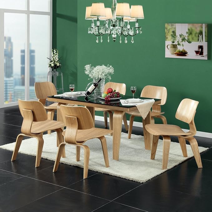 Modway Fathom Mid-Century Modern Molded Plywood Six Kitchen and Dining Room - Image 7