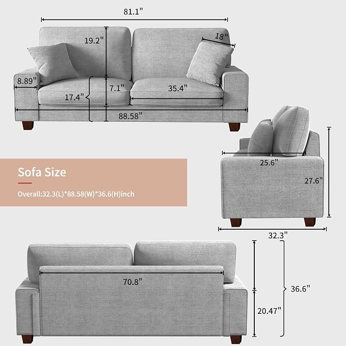 DOPEDIO Modern Loveseat Sofa for Living Room, Chenille Recliner, Removable Cover - Image 2