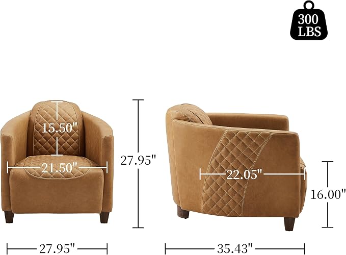 Art Leon Genuine Leather Chair, Mid Century Industrial Accent Arm Chair - Image 3