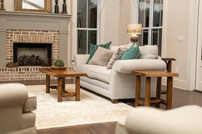 Live Edge Wood Cabin Style Log Pine and Cedar Coffee Table Living Room Decor - Image 5