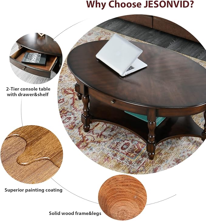 Solid Wood Oval Coffee Table - Image 4