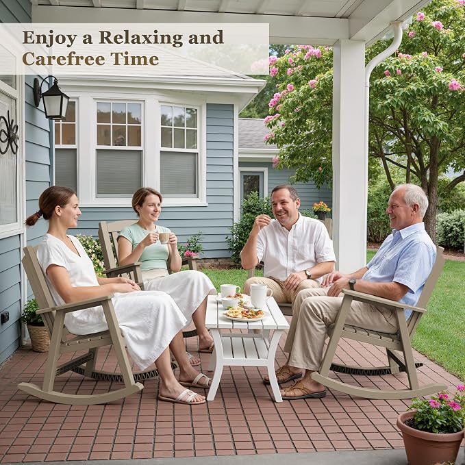 Greesum Set of 2 Outdoor Rocking Chair, All-Weather Patio Rocker, Rust-Proof & - Image 2