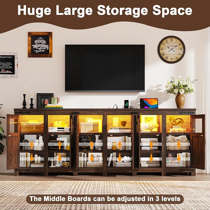 95.3" Large LED Farmhouse TV Stand - Image 6
