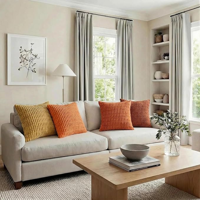 Fancy Homi Set of 4 Burnt Orange Fall Boho Decorative Throw Pillow Covers 28x28 - Image 6