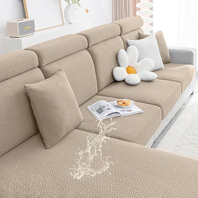 Smiry Waterproof Couch Cushion Covers, Stretch Jacquard Thick Sofa Cushion by Smiry