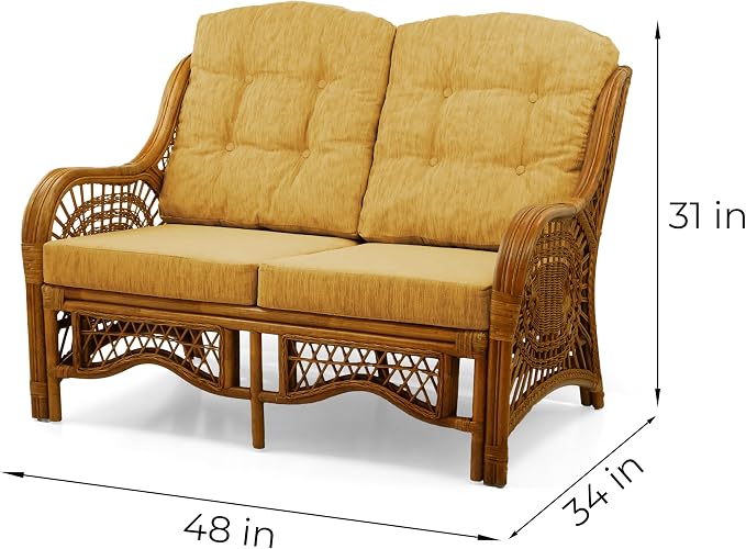 Malibu Lounge Loveseat Sofa Natural Rattan Wicker Handmade Design - Image 2