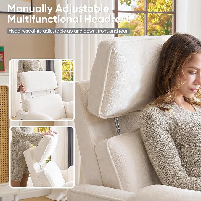 Oversized Power Rocker Recliner Chair, Chenille Glider Rocking Nursery Chair - Image 5