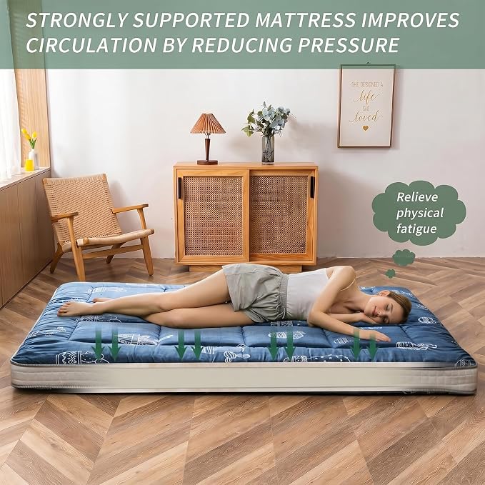 MAXYOYO Grey Cactus Pattern Twin Size Futon Mattress, Japanese Floor Mattress - Image 3