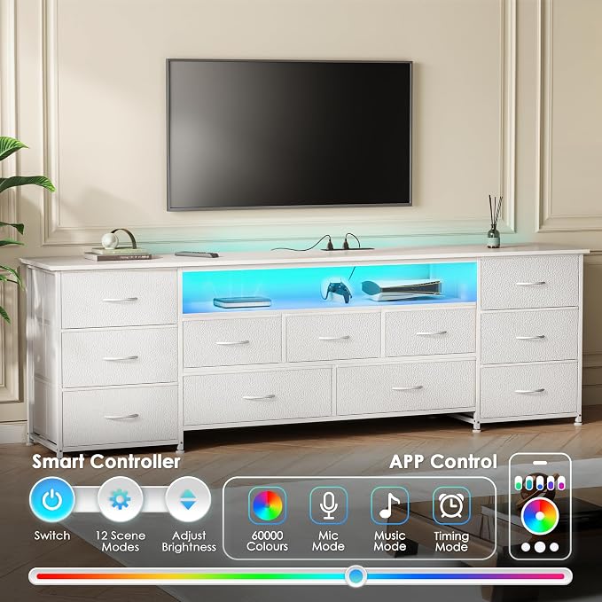 Huuger 70 Inch TV Stand for 75, 80 Inch TV, 11 Drawer Long Dresser - Image 4