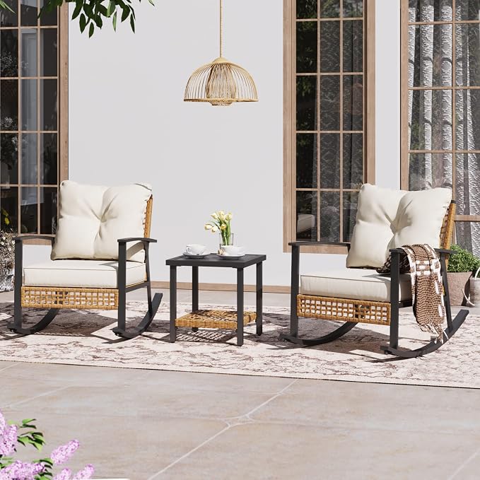 LAUSAINT HOME 3-Piece Rocking Bistro Set, Outdoor Patio Furniture - Image 7