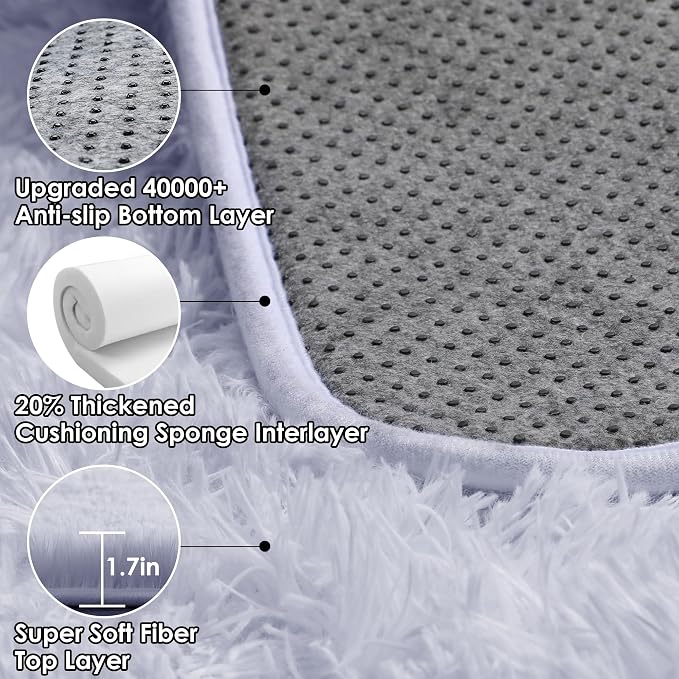 ONASAR White Rugs for Living Room 5x8, Fluffy Shaggy Area Rug for Bedroom - Image 3