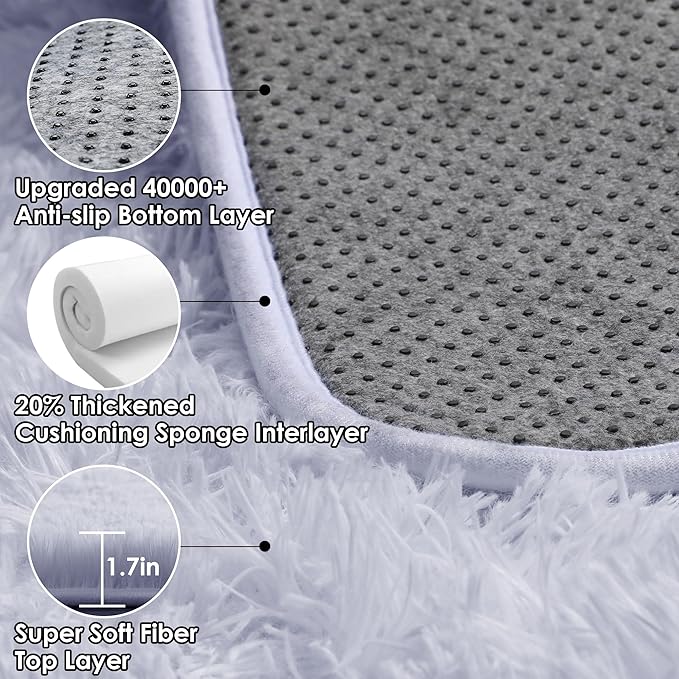 ONASAR White Area Rugs for Bedroom Living Room, Fluffy 4x6 Soft Shag Plush - Image 3