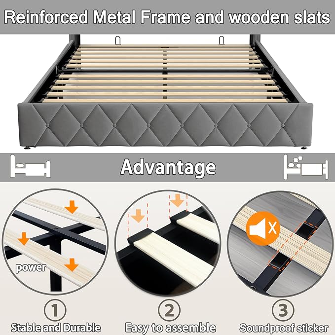 Modern Multi-Color LED Light Full Bed Frame - Image 6