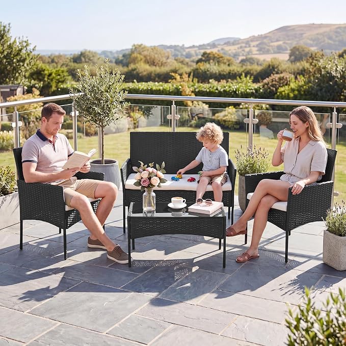 Sweetcrispy 4-Piece Patio Furniture Set, Weather-Resistant PE Rattan Outdoor - Image 8