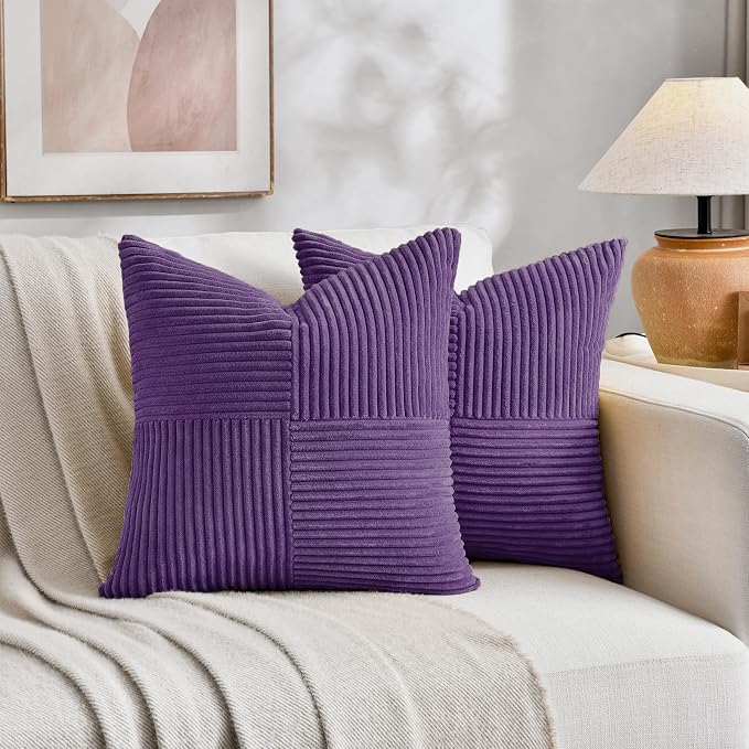 Fancy Homi 2 Packs Purple Decorative Throw Pillow Covers 20x20 Inch - Image 5
