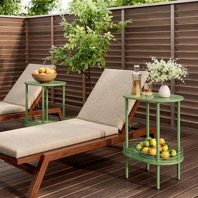 Green Side Table Set of 2, Small Modern Round Side Table - Image 7