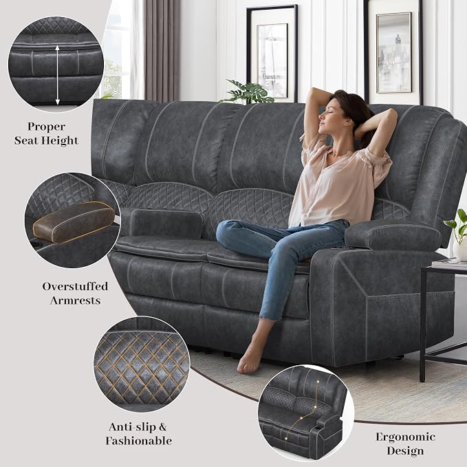 Yolsali Manual Reclining Sectional Sofa Set, 6 Seats Soft Dutch Velvet Recliner - Image 6