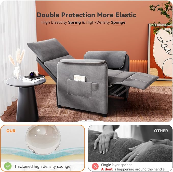 Recliner Chair，Electric Adjustable Chenille Recliner - Image 4