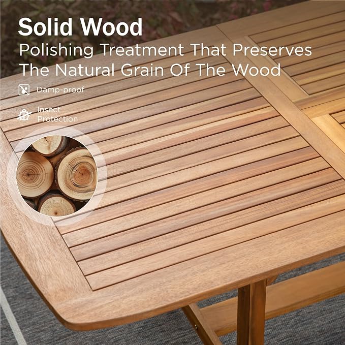 PHI VILLA 7 PCS Acacia Wood Outdoor Dining Set - Image 7