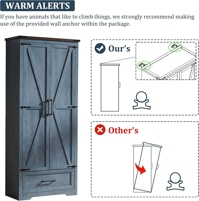 JXQTLINGMU Farmhouse Kitchen Pantry Cabinet - Image 7