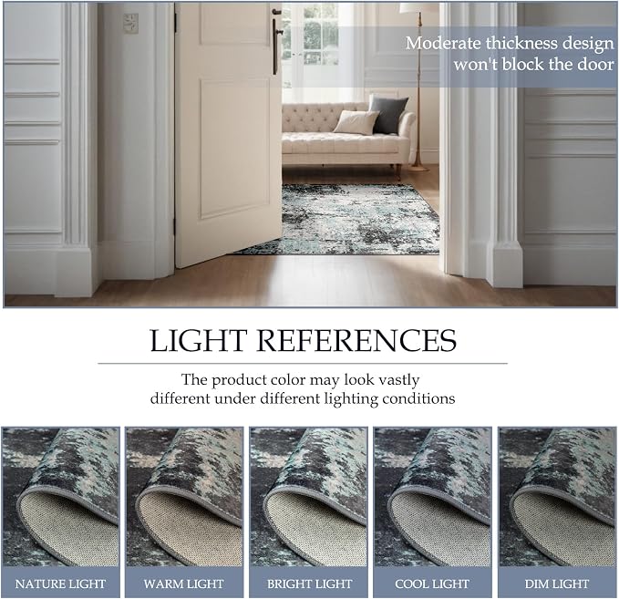 RELEANY Washable Area Rugs 8ft Non-Slip Modern Abstract Soft - Image 4