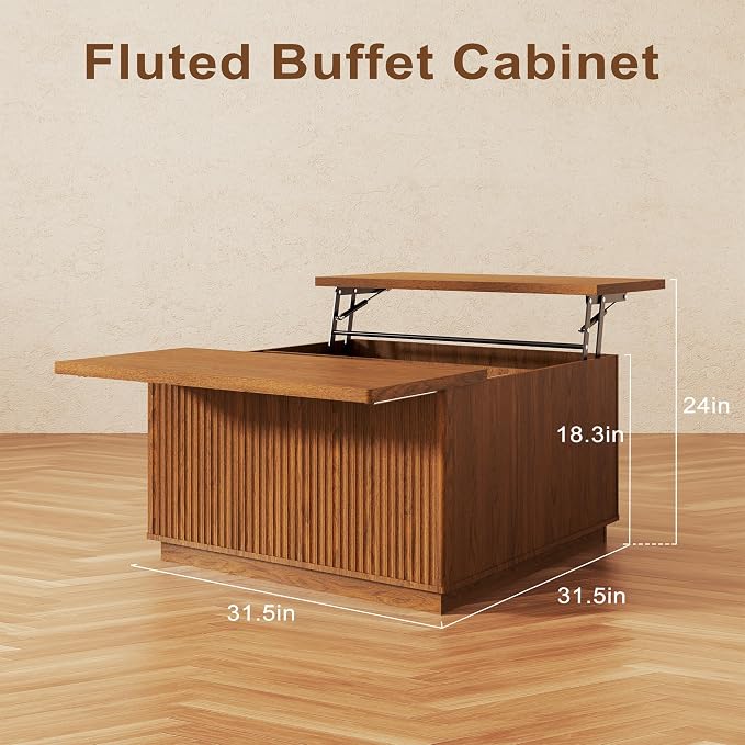 4-Piece Fluted Living Room Set Includes 31.5" Fluted Lift Top Coffee Table - Image 4