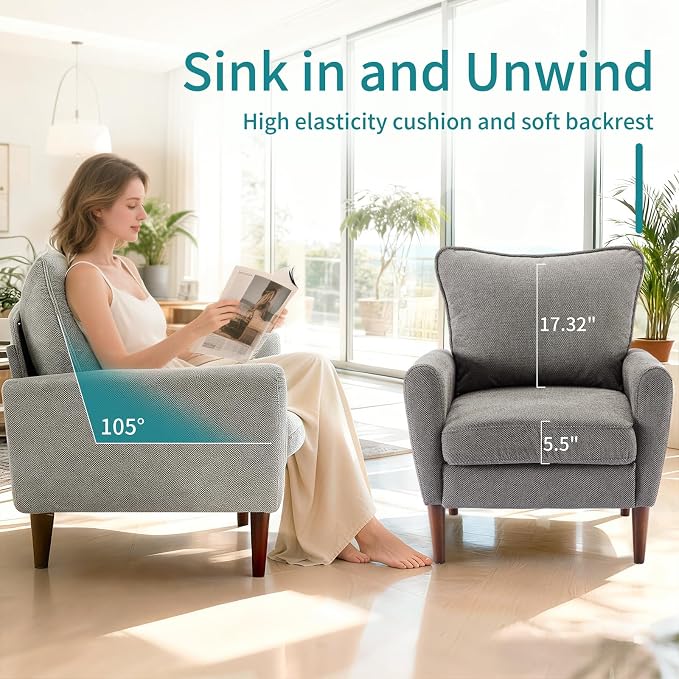 OLIXIS Comfy Accent Chair for Living Room Bedroom and Waiting Room, Upholstered - Image 8