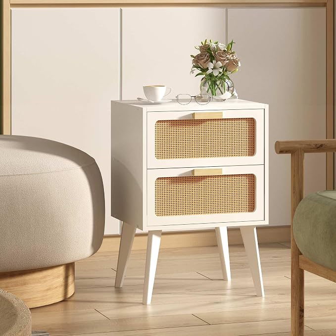 YAUKOMEL White Nightstand, Wood End Table, Side Table - Image 4