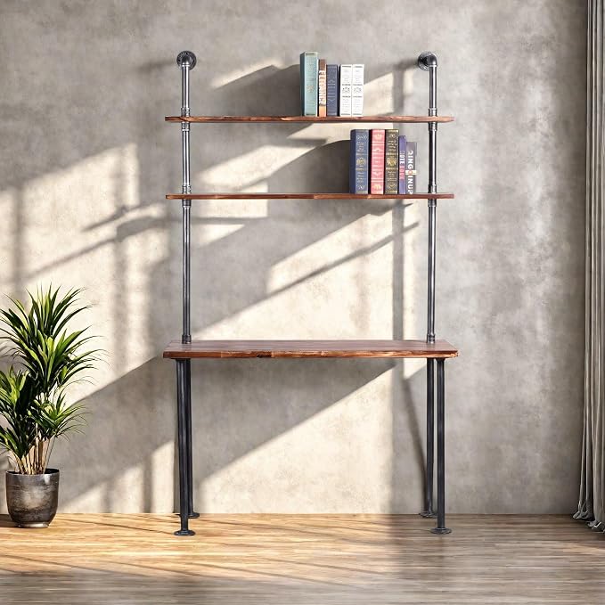 Industrial Style Office Decor, Computer Desk 47.2"×20"×79" by Diwhy