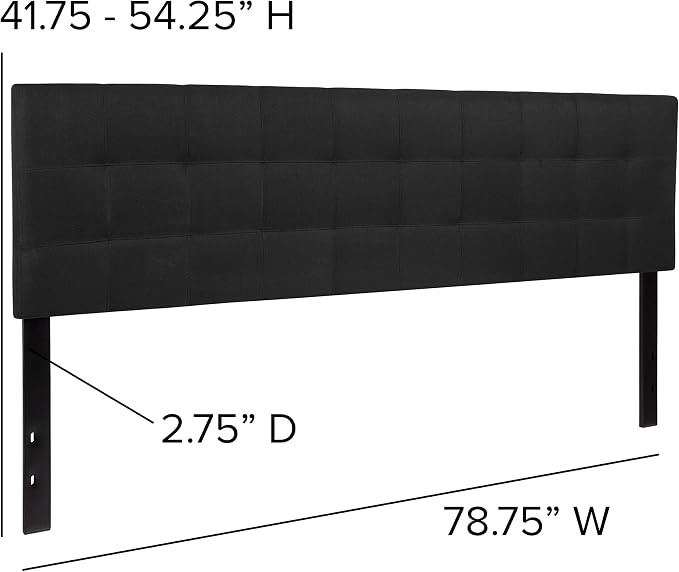 Flash Furniture Bedford Tufted Upholstered King Size Headboard in Black Fabric - Image 2