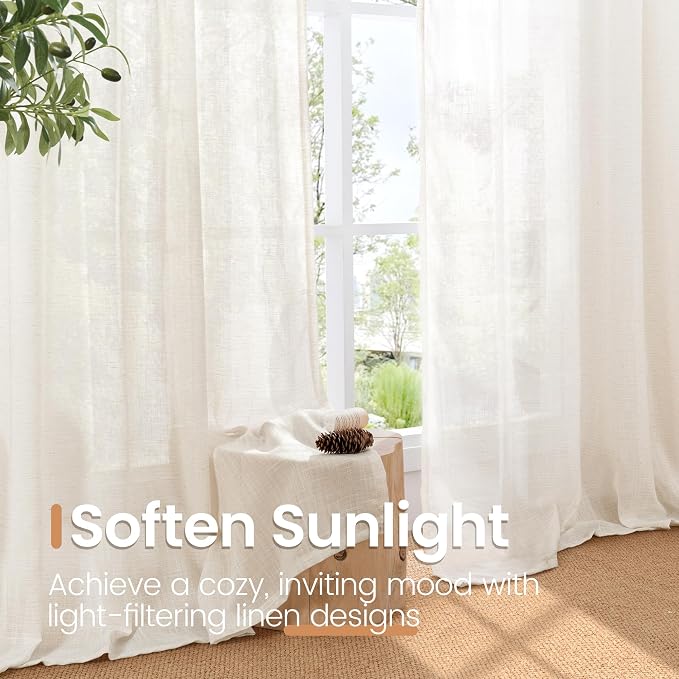 BGment Linen Curtains 84 Inch Length - Image 5