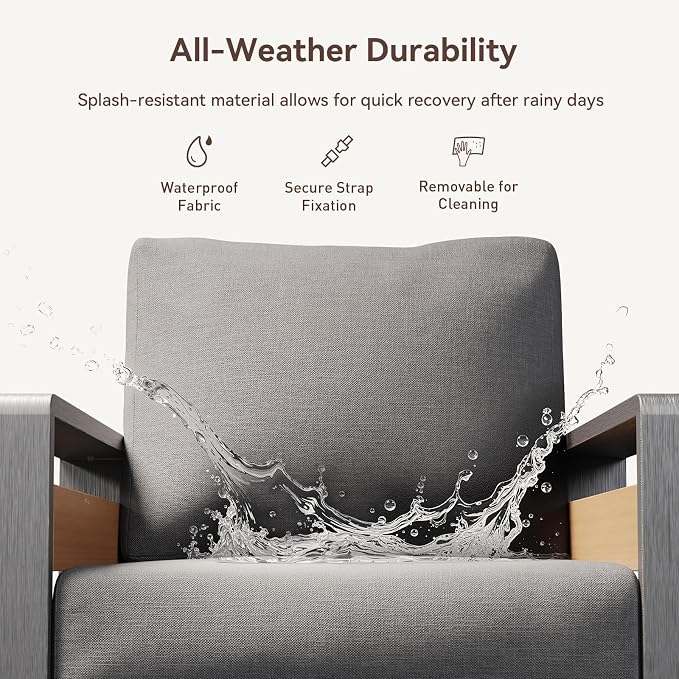 Aoxun Aluminum Outdoor Patio Furniture Set, 2 Seats Metal Sectional Patio - Image 4