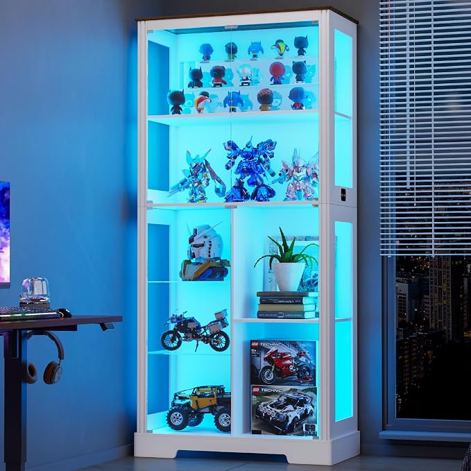Lvifur Display Cabinet with Glass Doors, Modern Curio Cabinet with 3 Color by LVifurSmartFurniture