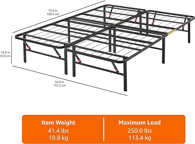Amazon Basics Bed Frame with Ample Underbed Storage, Foldable Metal Platform - Image 3