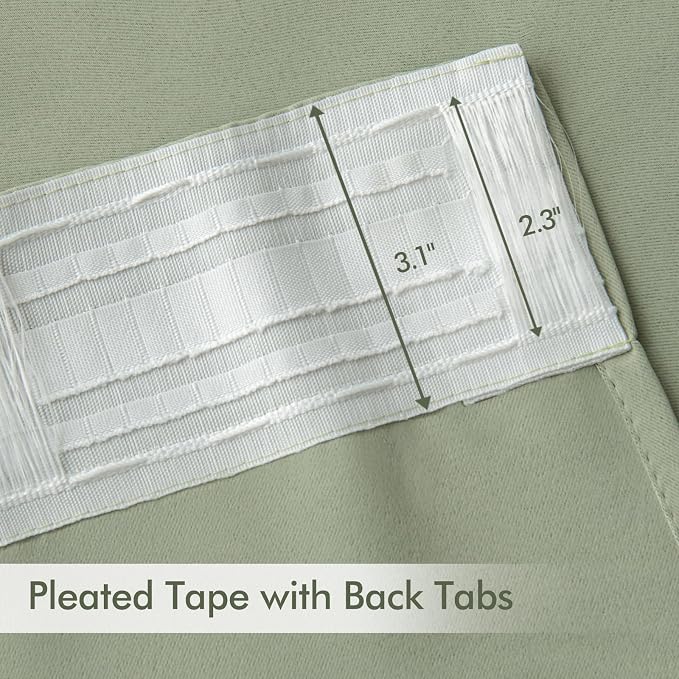 MIULEE Sage Green Back Tab Blackout Curtains 84 Inch Length 2 Panels Set - Image 4