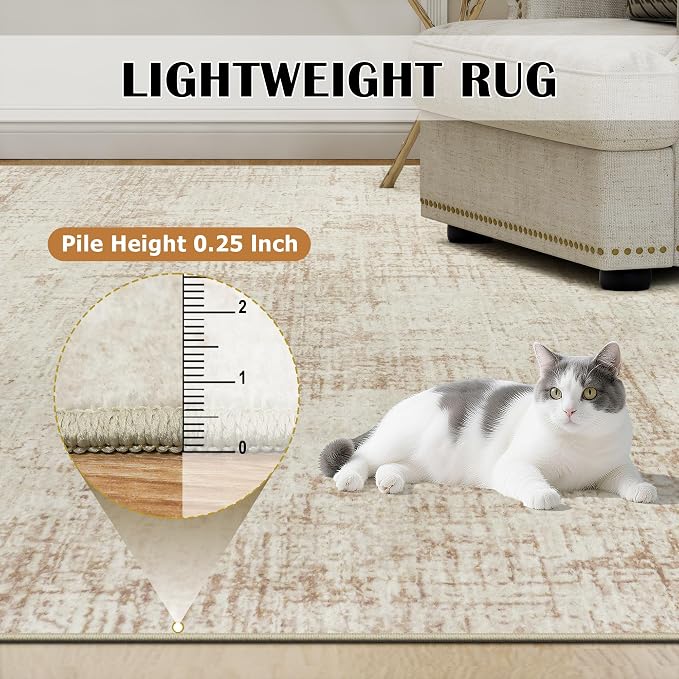 5x7 Area Rugs for Living Room Washable Rug: Anti-Skid Abstract Modern Living - Image 7