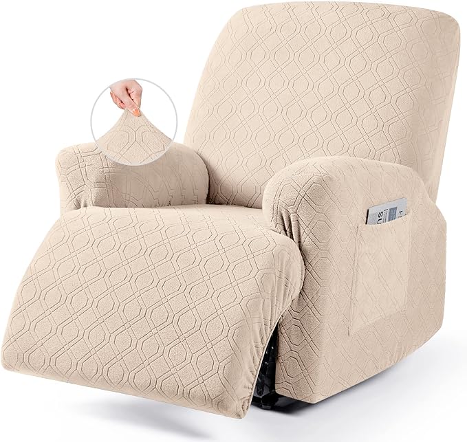 VANSOFY Oversized Recliner Chair Cover, 4-Pieces Stretch Recliner Covers by VANSOFYFURNITURECOVERS