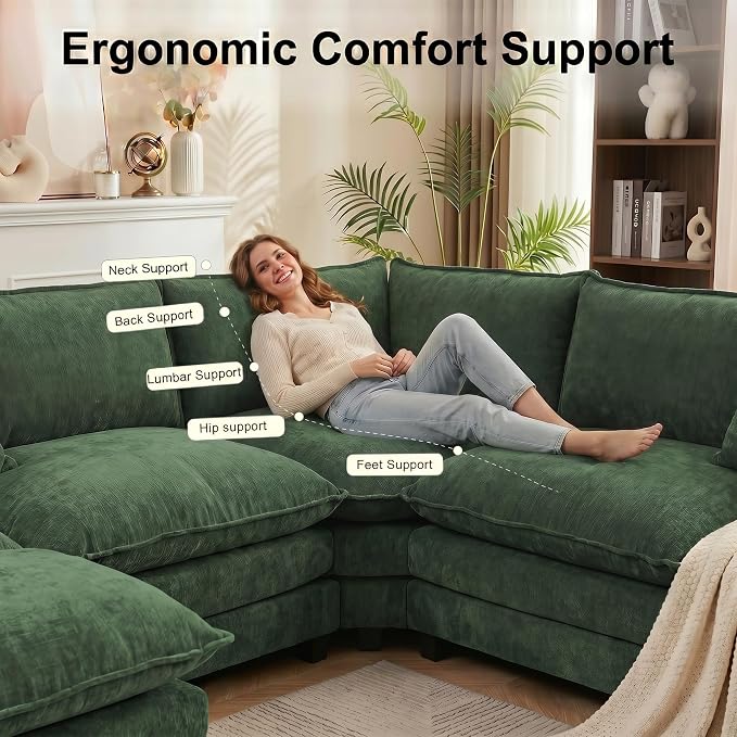 111.4" V-Shaped Corner Couch Sectional｜5 Seat Customizable Modular Cloud - Image 5
