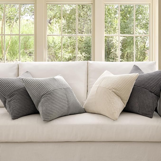 MIULEE Neutral Grey Decorative Throw Pillow Covers 20x20 Inch Set of 4 Modern - Image 2