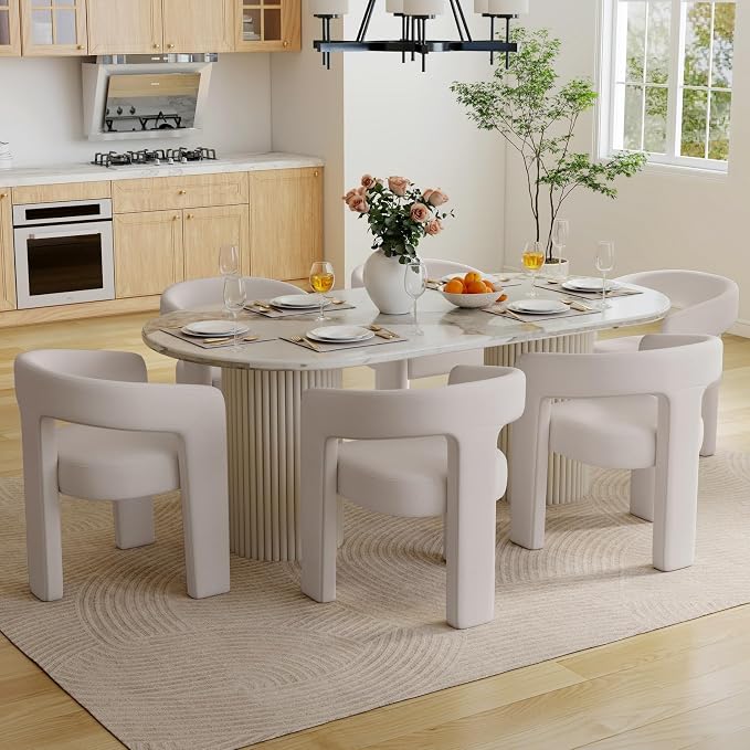 BESTANO Set of 3 Modern Velvet Fabric Upholstered Dining Chairs - Image 6