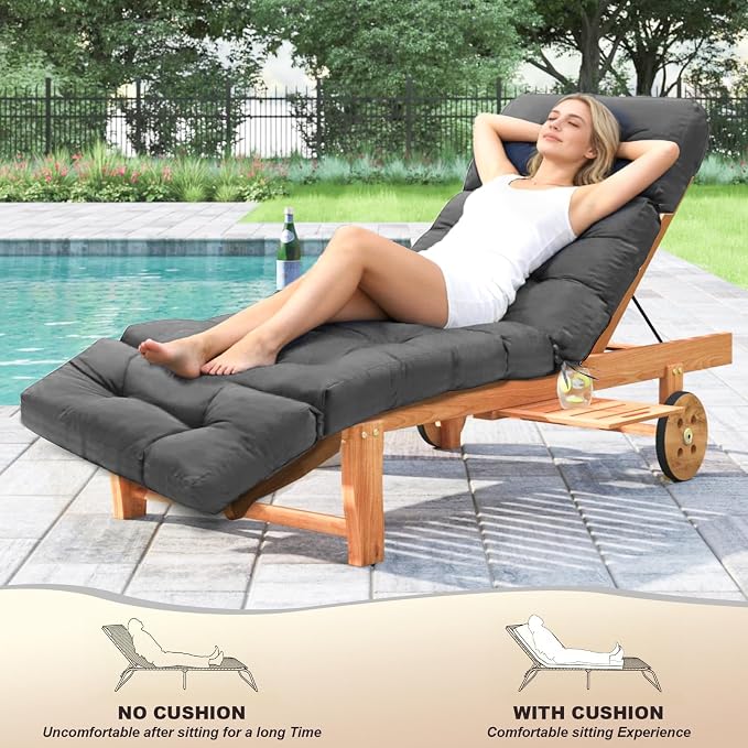 Outdoor Chaise Lounge Chair Cushion 74.2 x 22 x 4.7 Inches Thickened 100% - Image 7