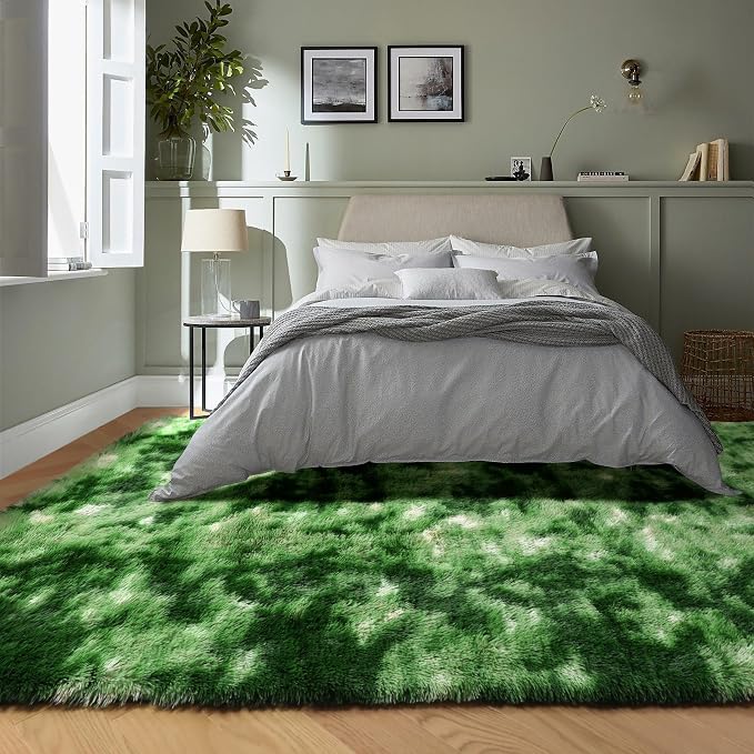 PAGISOFE Area Rugs for Bedroom 4x6, Fluffy Dark Green Rugs for Living Room - Image 7