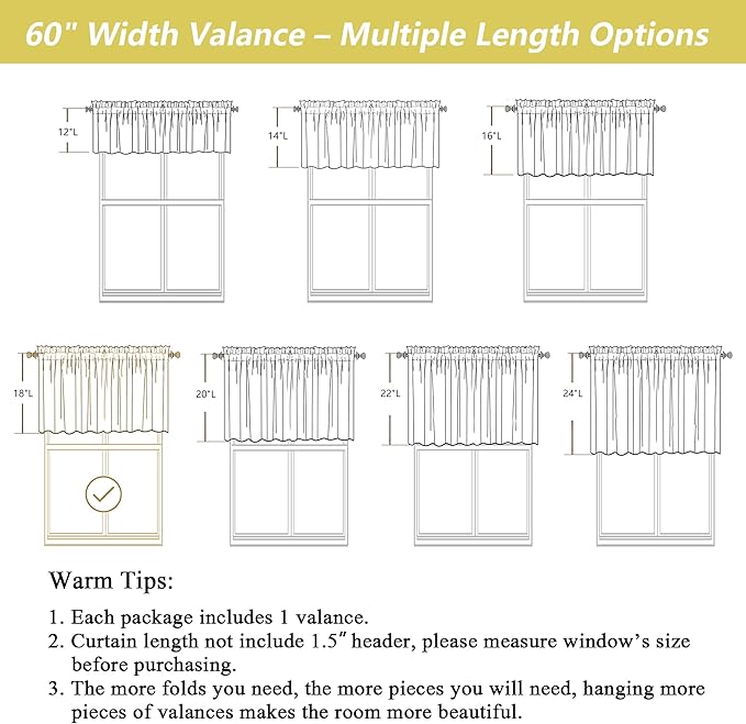Sage Green Valances for Windows, Light Filtering Faux Linen Textured Small - Image 3