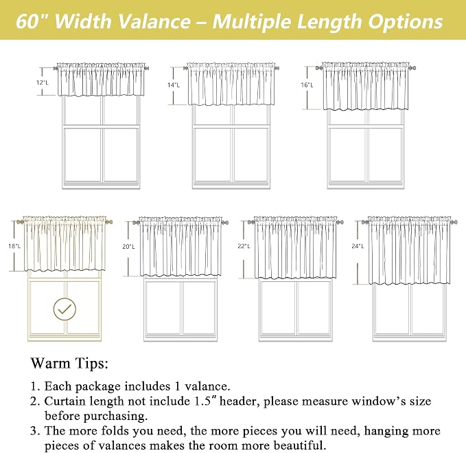 White Valances for Windows, Light Filtering Faux Linen Textured Small Short - Image 3