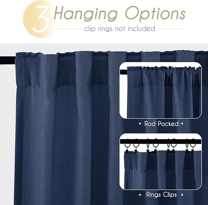 Navy Blue Curtains 108 inch Length - Image 6