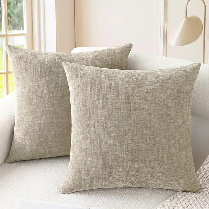 CaliTime Throw Pillow Covers Decorative 26 X 26 Inches Pack of 2 Cozy Chenille by CaliTime