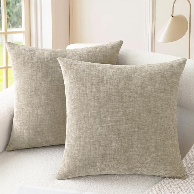 CaliTime Throw Pillow Covers Decorative 18 X 18 Inches Pack of 2 Cozy Chenille by CaliTime