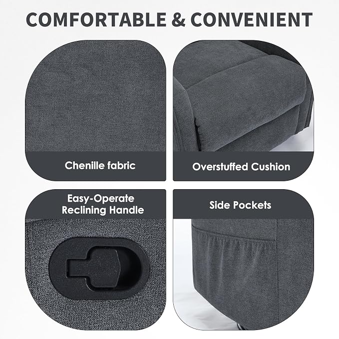 Trustyue Swivel Rocker Recliner Chair, 360° Swivel Recliner - Image 8